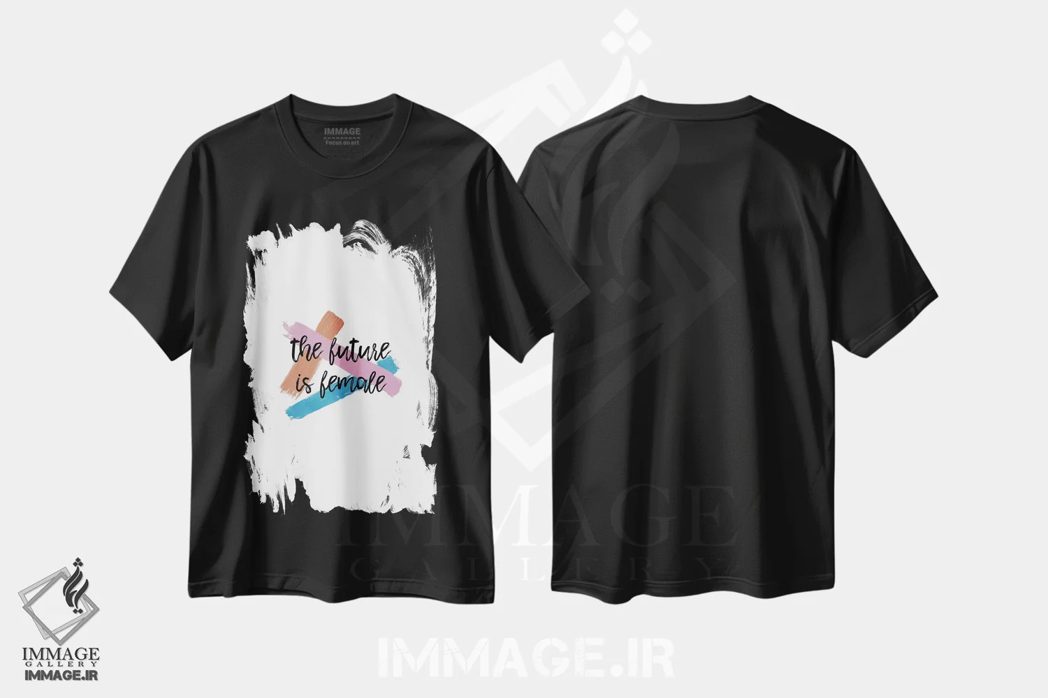 تیشرت مشکی طرح دار آینده متعلق به زنان است، تزئینی اثر اورارا استودیو | immage.ir