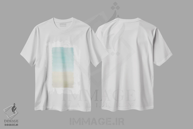 تیشرت سفید طرح دار طرح抽ش فیروزه ای، آبستره اثر اورارا استودیو | immage.ir
