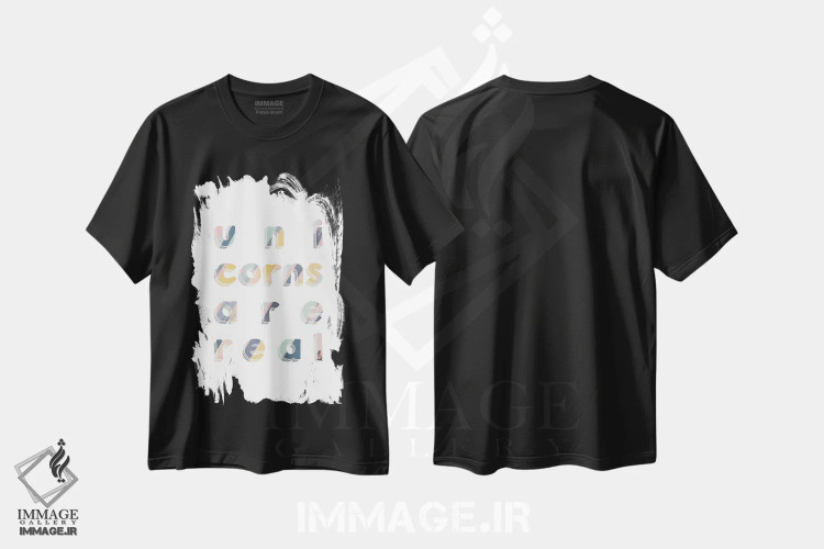 تیشرت مشکی طرح دار تک شاخ ها واقعی ان، تزئینی اثر اورارا استودیو | immage.ir