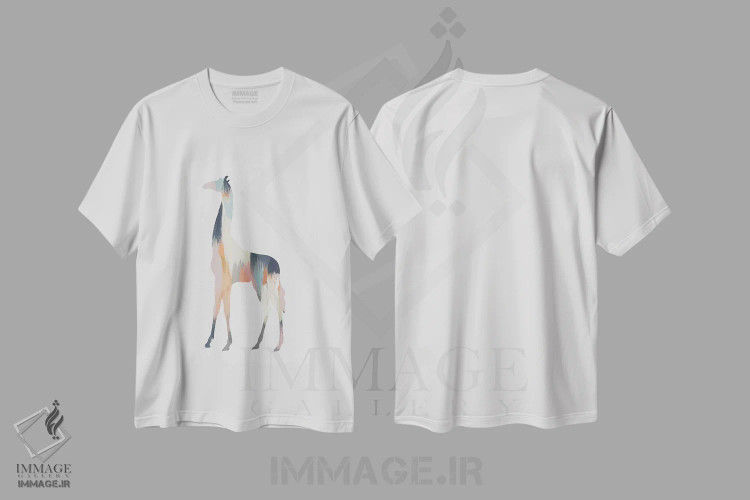 تیشرت سفید طرح دار زرافه پاستلی، تزئینی اثر اورارا استودیو | immage.ir