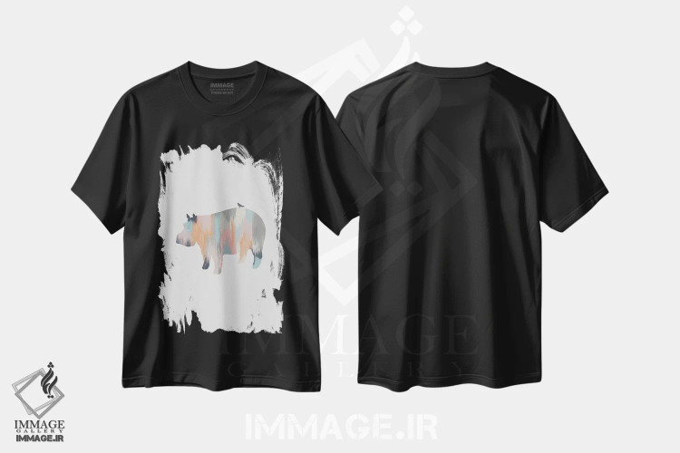 تیشرت مشکی طرح دار اسب آبی پاستلی، تزئینی اثر اورارا استودیو | immage.ir