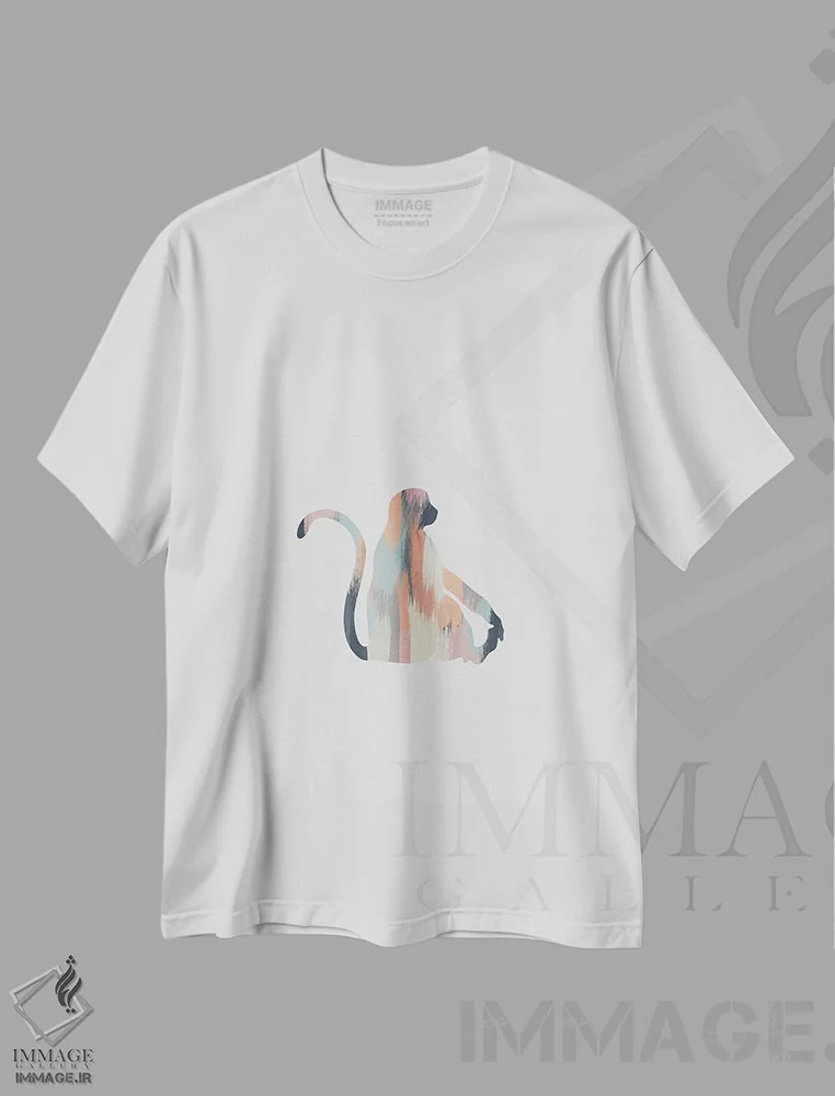 تیشرت سفید طرح دار میمون پاستلی، تزئینی اثر اورارا استودیو | immage.ir