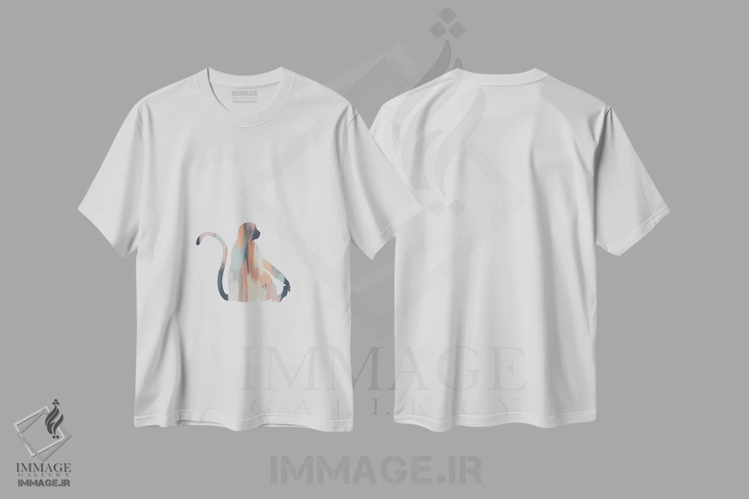 تیشرت سفید طرح دار میمون پاستلی، تزئینی اثر اورارا استودیو | immage.ir