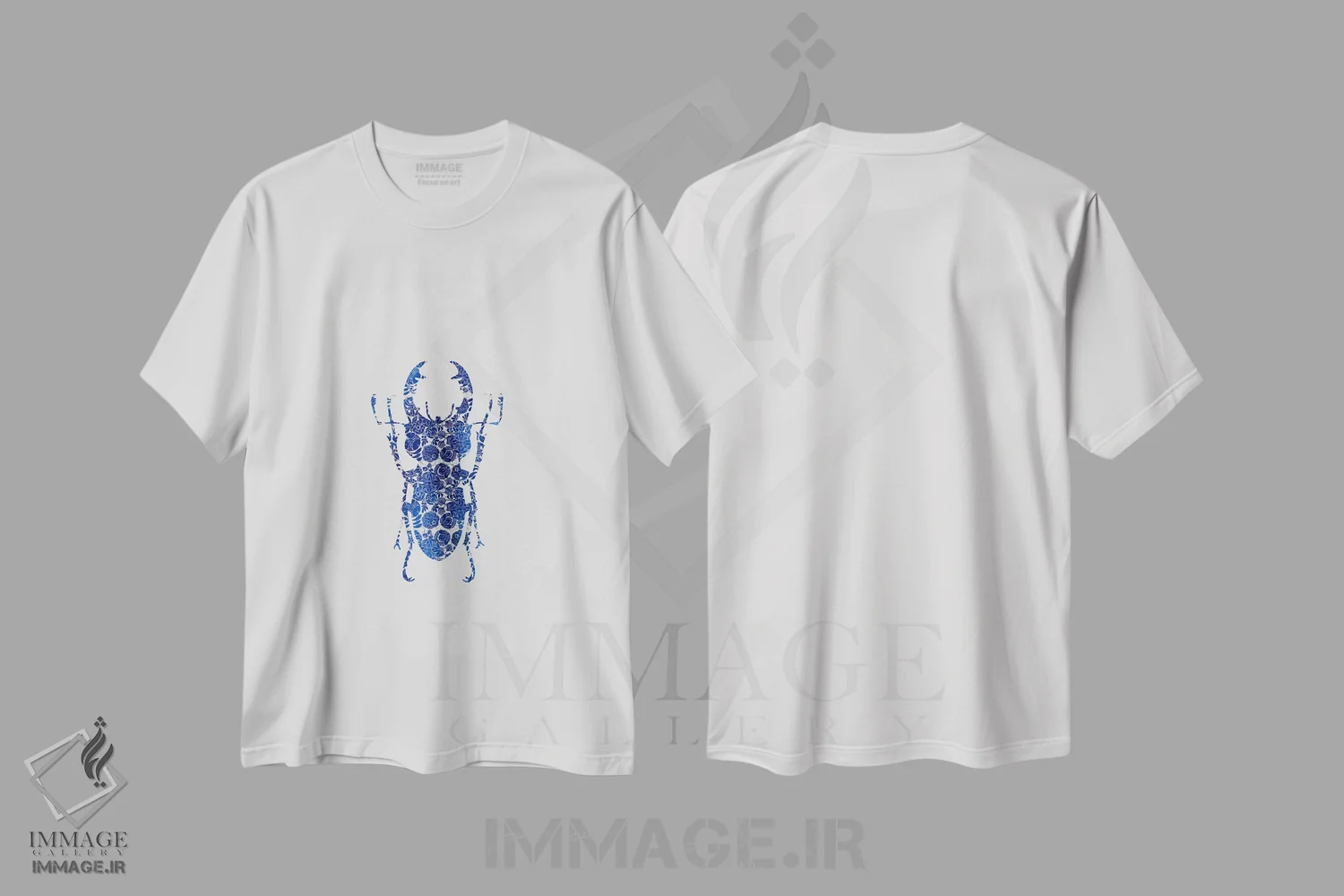 تیشرت سفید طرح دار سوسک آبی ۳، تزئینی اثر اورارا استودیو | فروشگاه ایماژ