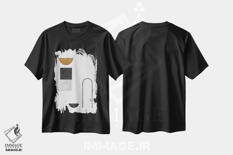 تیشرت مشکی طرح دار هندسی انتزاعی ۴ اثر اورارا استودیو | immage.ir