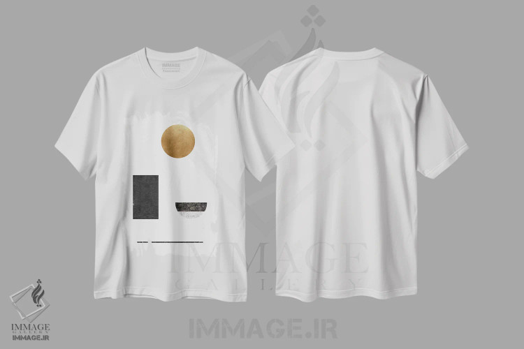 تیشرت سفید طرح دار هندسی انتزاعی ۱ اثر اورارا استودیو | immage.ir