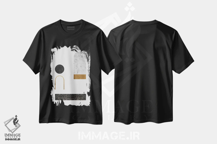 تیشرت مشکی طرح دار هندسی انتزاعی ۲ اثر اورارا استودیو | immage.ir