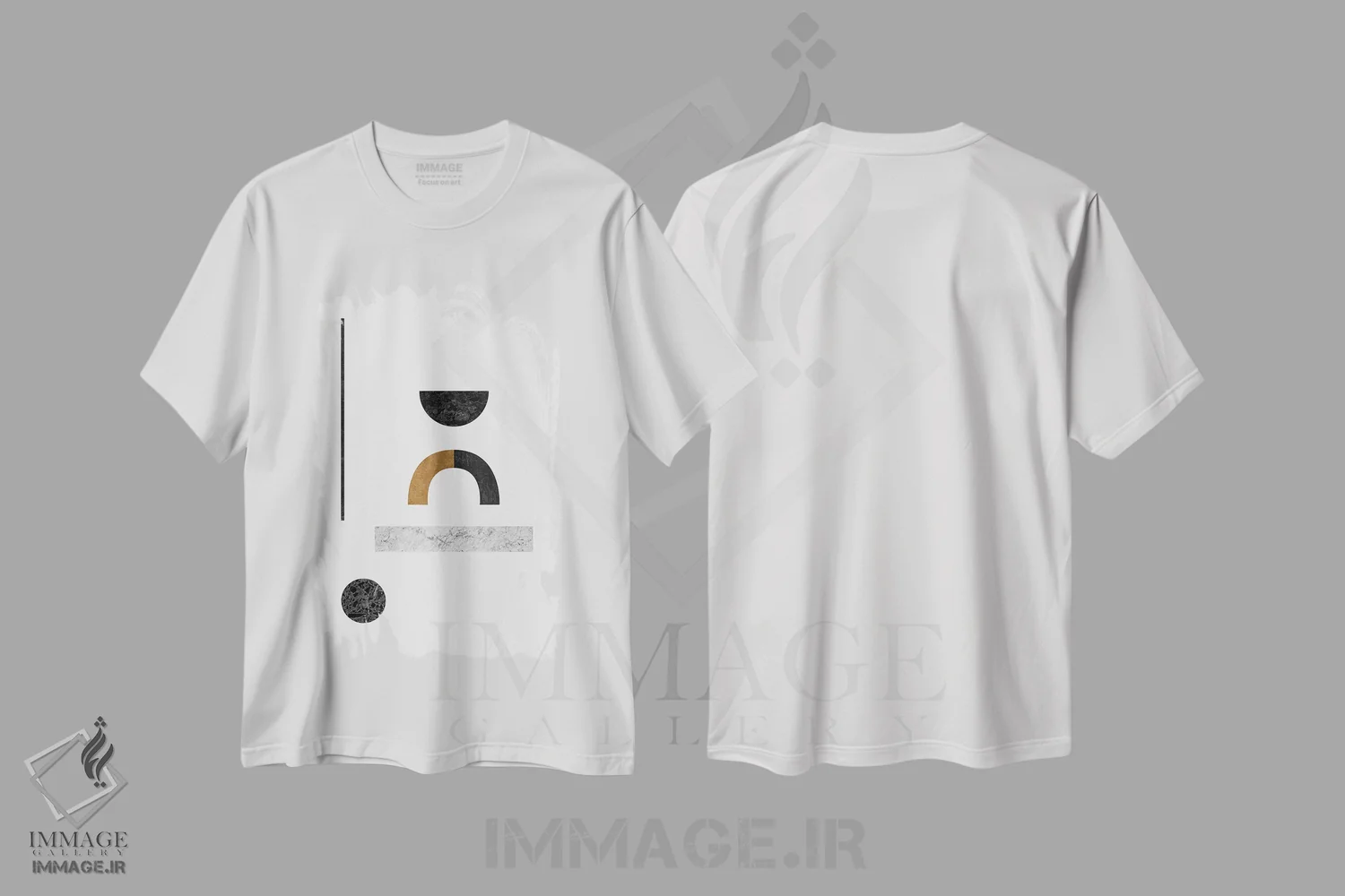 تیشرت سفید طرح دار هندسی انتزاعی ۳ اثر اورارا استودیو | immage.ir
