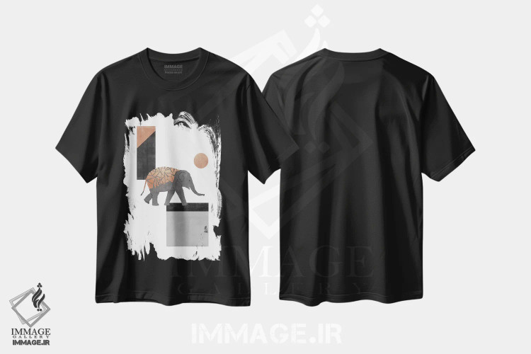 تیشرت مشکی طرح دار فسیفه فیل ۱، تزئینی اثر اورارا استودیو | immage.ir