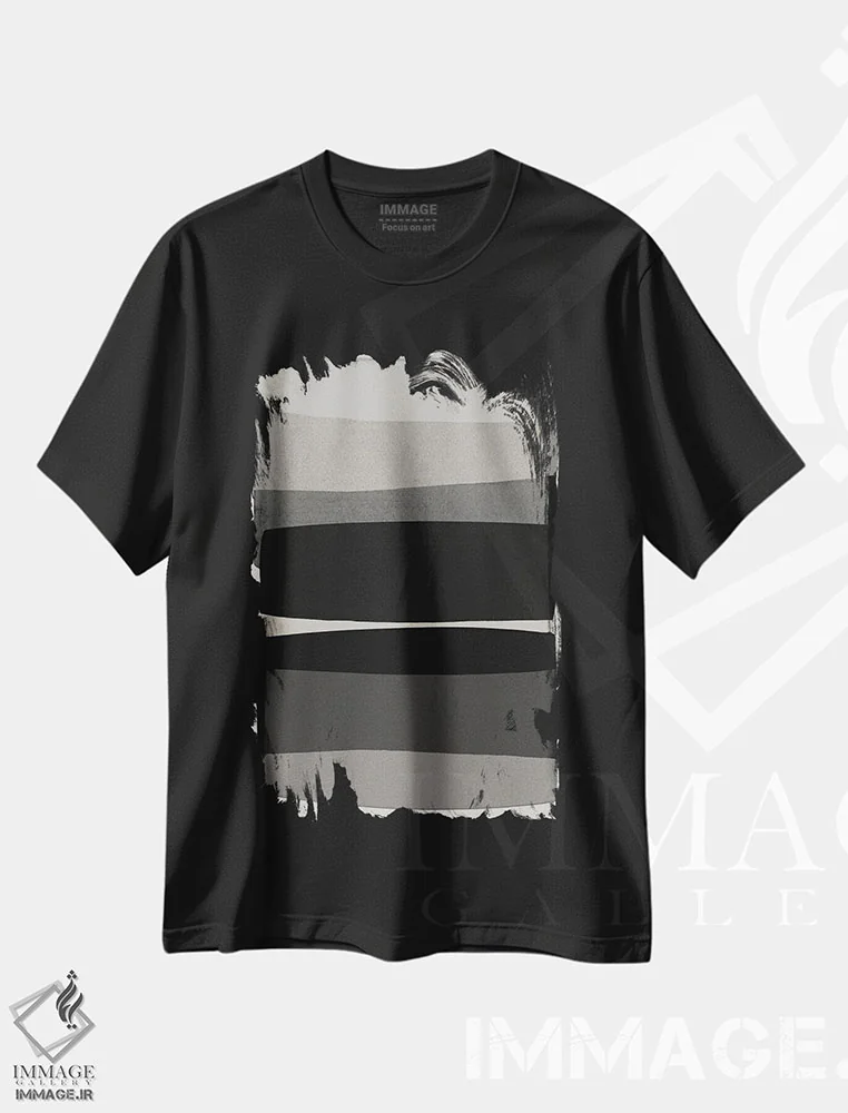 تیشرت مشکی طرح دار مدرن سیاه و سفید اثر اورارا استودیو | فروشگاه ایماژ