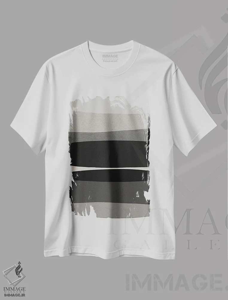 تیشرت سفید طرح دار مدرن سیاه و سفید اثر اورارا استودیو | immage.ir