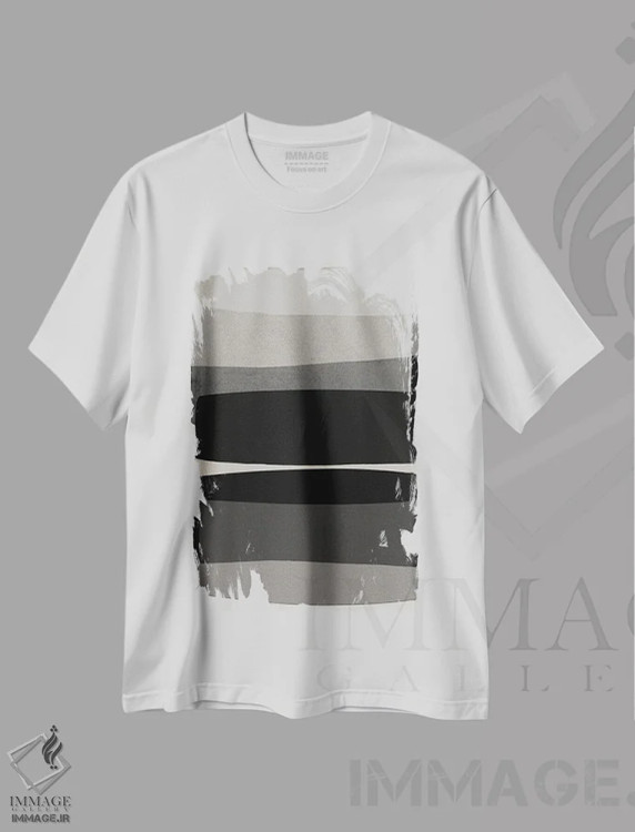 تیشرت سفید طرح دار مدرن سیاه و سفید اثر اورارا استودیو | immage.ir
