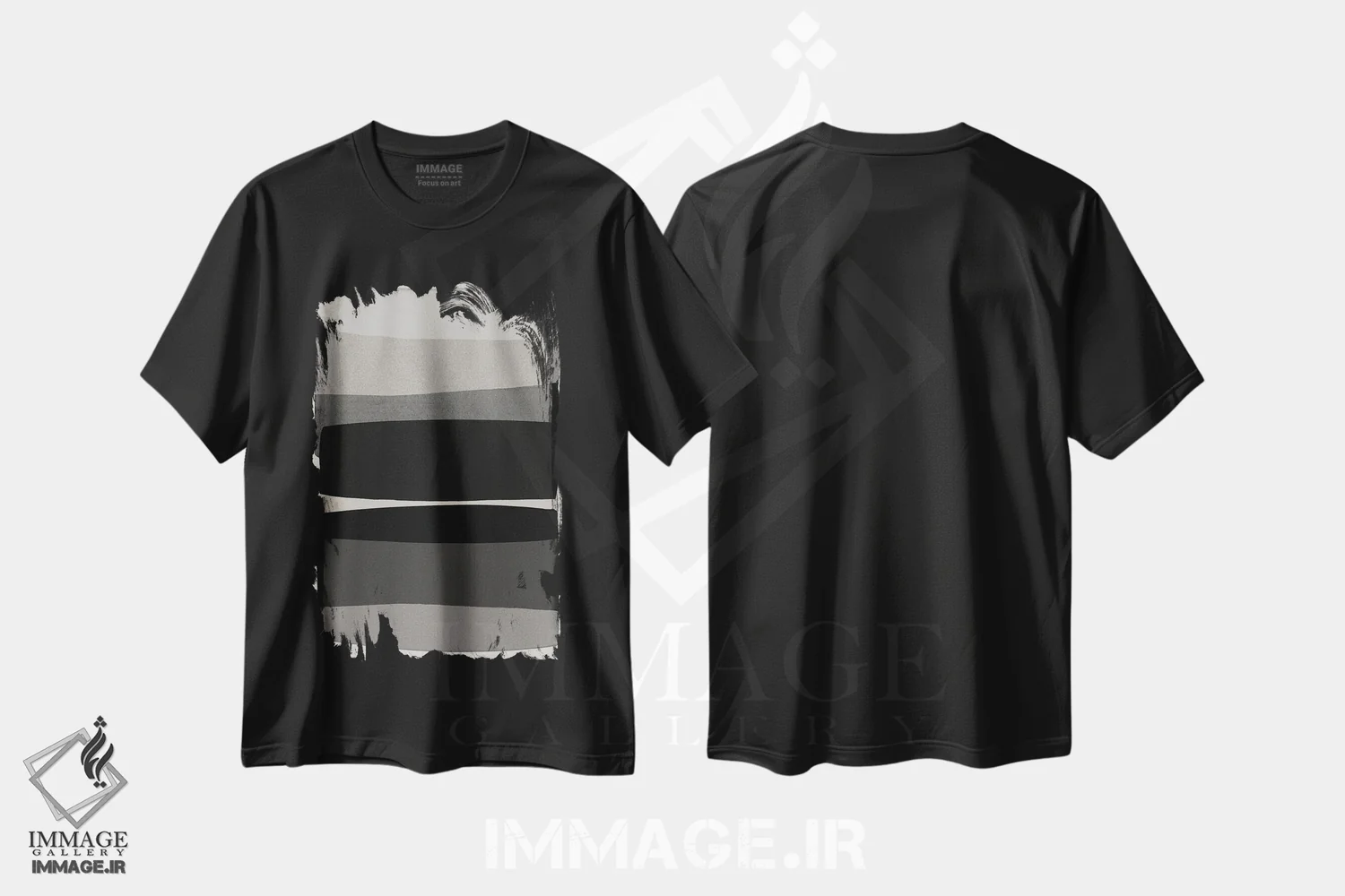 تیشرت مشکی طرح دار مدرن سیاه و سفید اثر اورارا استودیو | فروشگاه ایماژ