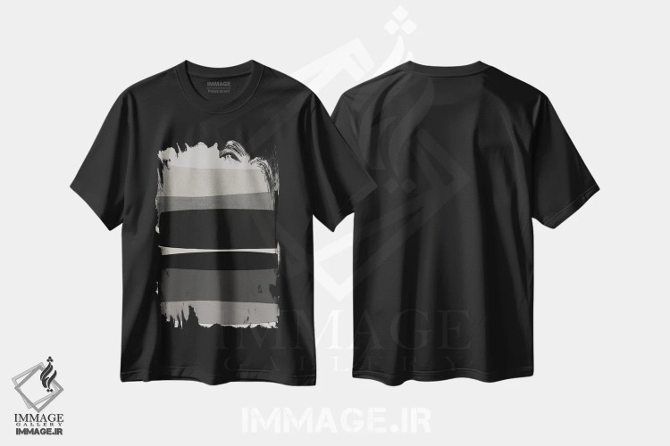 تیشرت مشکی طرح دار مدرن سیاه و سفید اثر اورارا استودیو | فروشگاه ایماژ