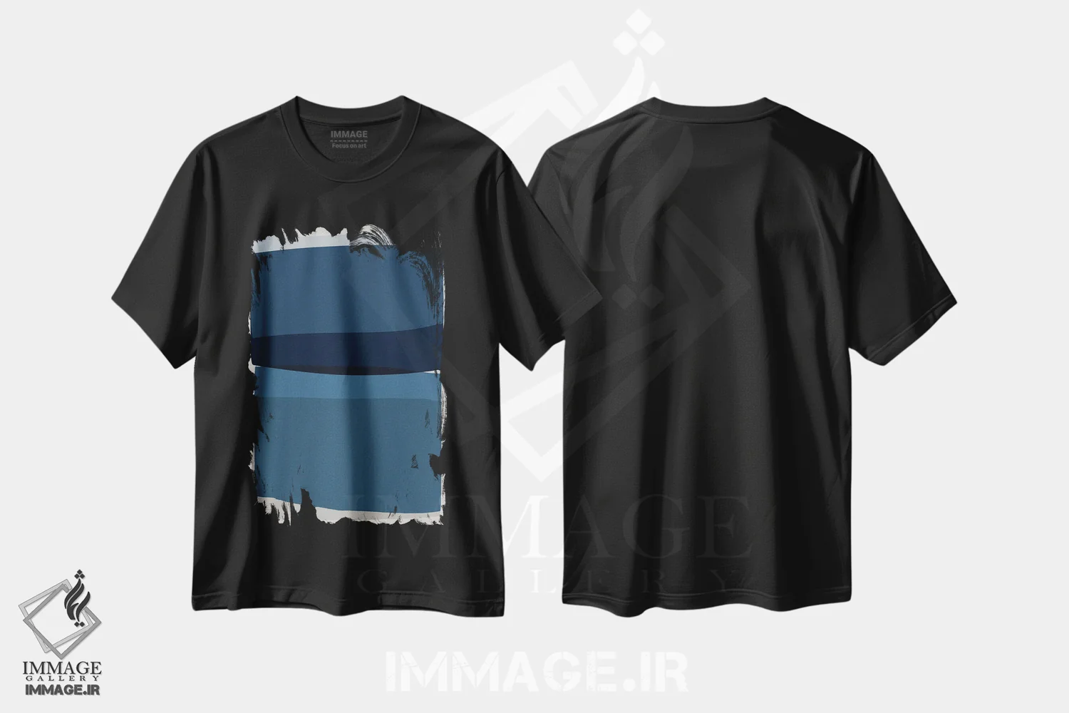 تیشرت مشکی طرح دار مدرن آبی اثر اورارا استودیو | immage.ir