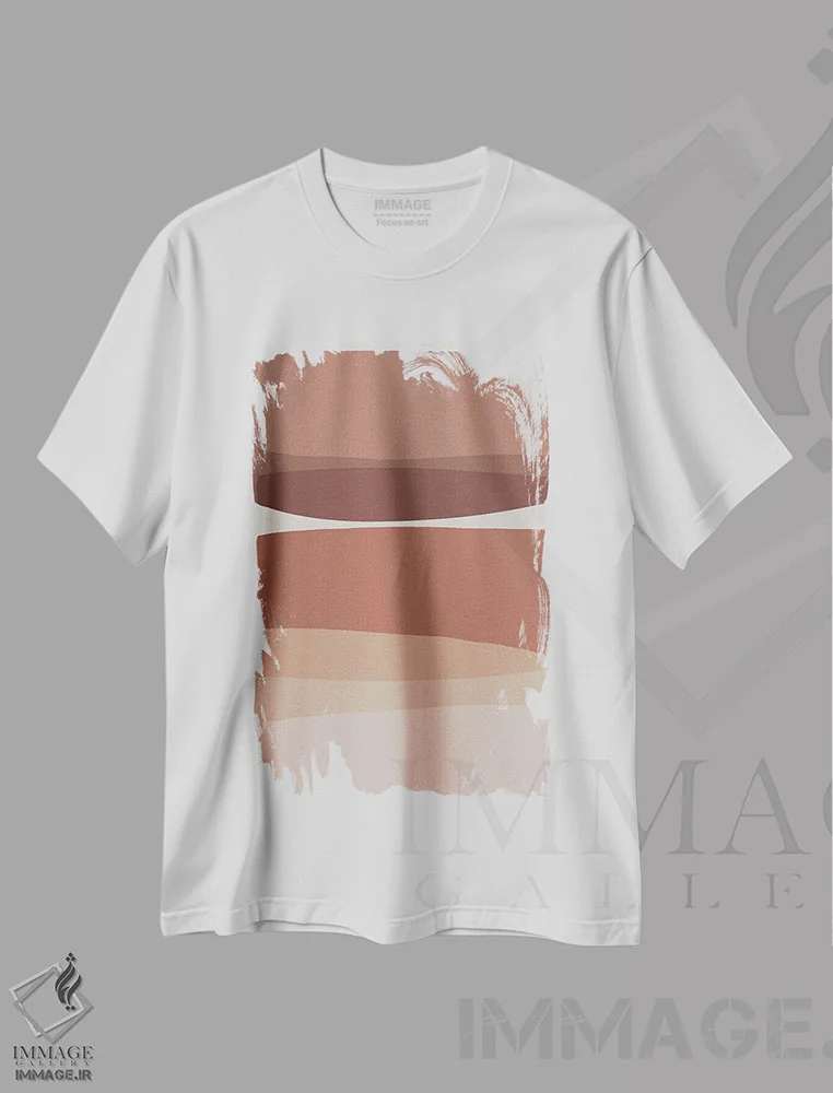 تیشرت سفید طرح دار مدرن صورتی ملایم اثر اورارا استودیو | immage.ir