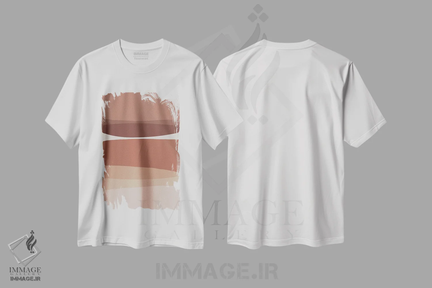 تیشرت سفید طرح دار مدرن صورتی ملایم اثر اورارا استودیو | immage.ir