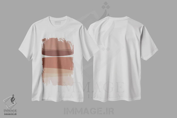 تیشرت سفید طرح دار مدرن صورتی ملایم اثر اورارا استودیو | immage.ir