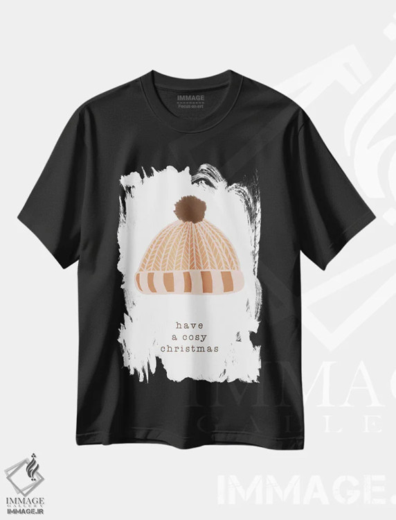 تیشرت مشکی طرح دار کریسمس گرمی داشته باش، تابلو و عبار ت های کریسمسی اثر اورارا استودیو | immage.ir