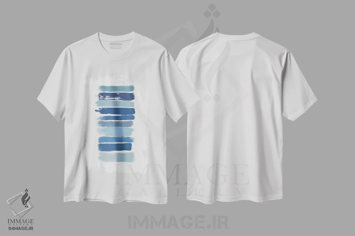 تیشرت سفید طرح دار آبی سایه روشن اثر اورارا استودیو | immage.ir
