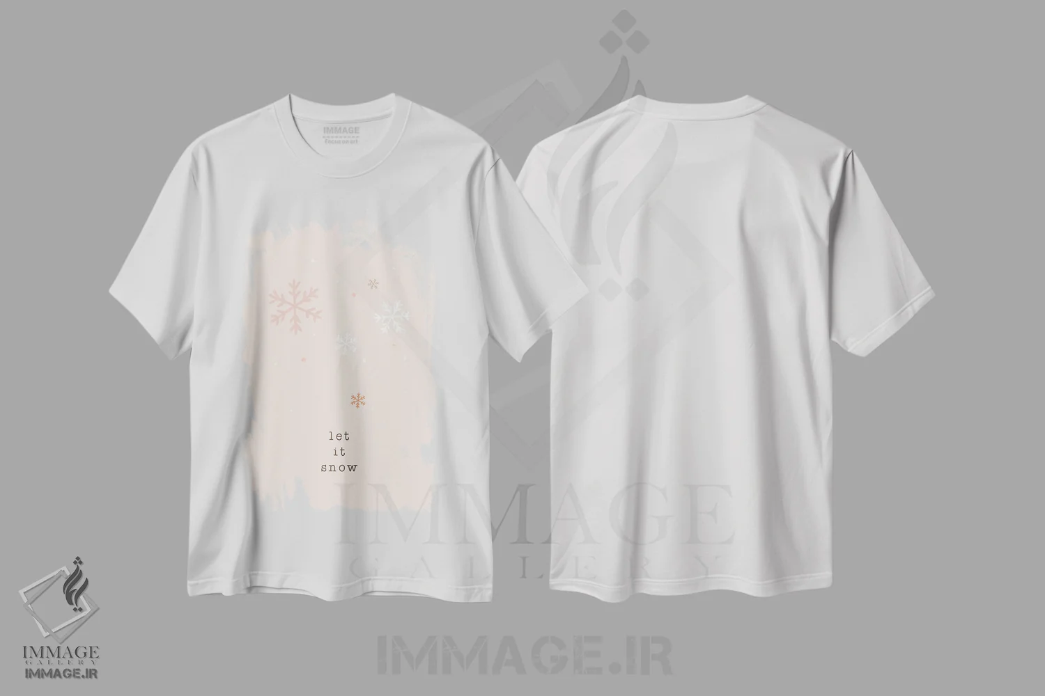 تیشرت سفید طرح دار بگذار برف ببارد، تابلو و عبار ت های کریسمسی اثر اورارا استودیو | immage.ir
