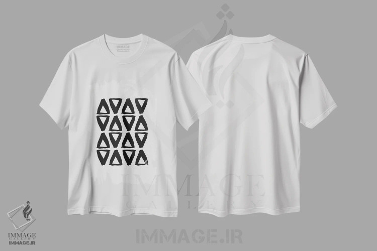 تیشرت سفید طرح دار انتزاعی سیاه و سفید ۲ اثر اورارا استودیو | immage.ir