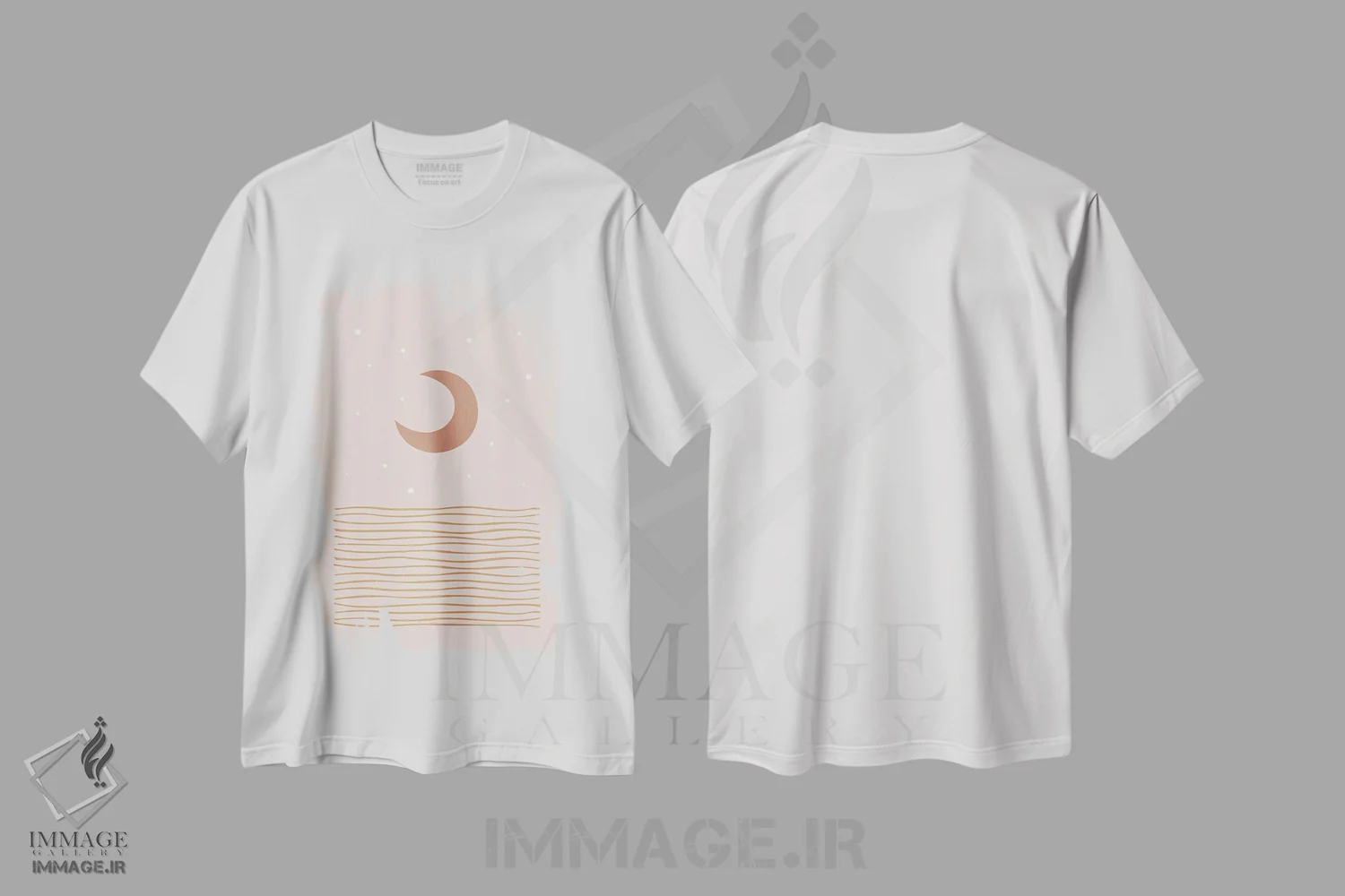 تیشرت سفید طرح دار ماه با رنگ قرمز ملایم، آبستره اثر اورارا استودیو | immage.ir