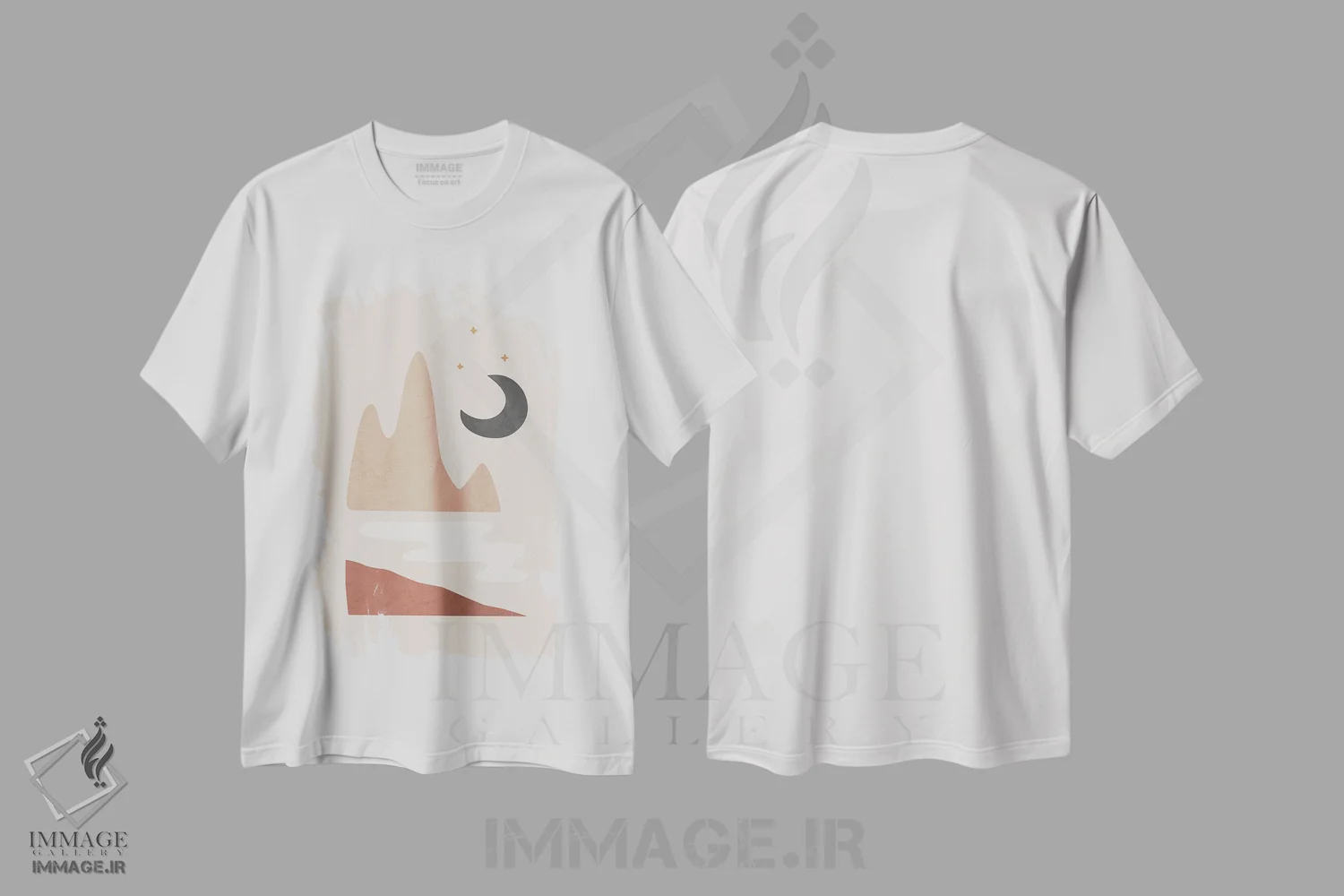 تیشرت سفید طرح دار منظره و ماه اثر اورارا استودیو | immage.ir