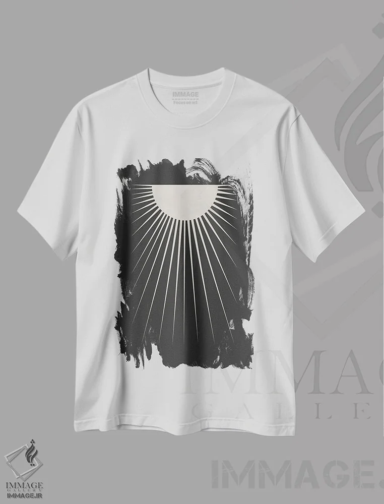 تیشرت سفید طرح دار ماه مینیمال، آبستره اثر اورارا استودیو | immage.ir