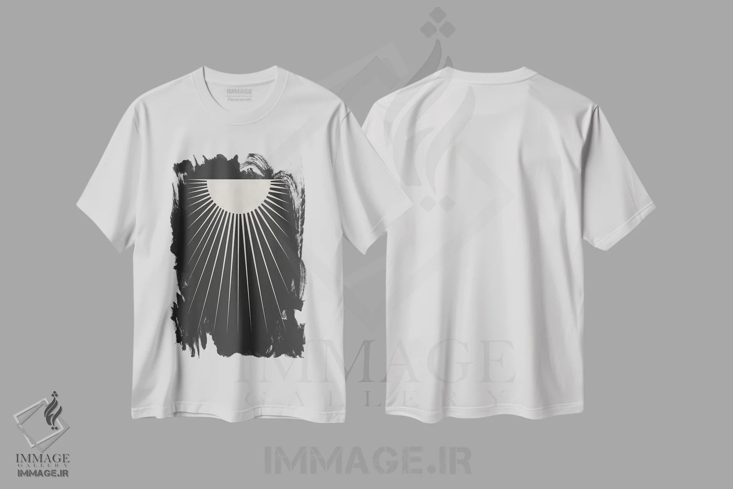 تیشرت سفید طرح دار ماه مینیمال، آبستره اثر اورارا استودیو | immage.ir