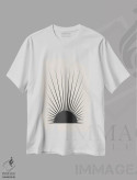 تیشرت سفید طرح دار خورشید مینیمال، آبستره اثر اورارا استودیو | فروشگاه ایماژ