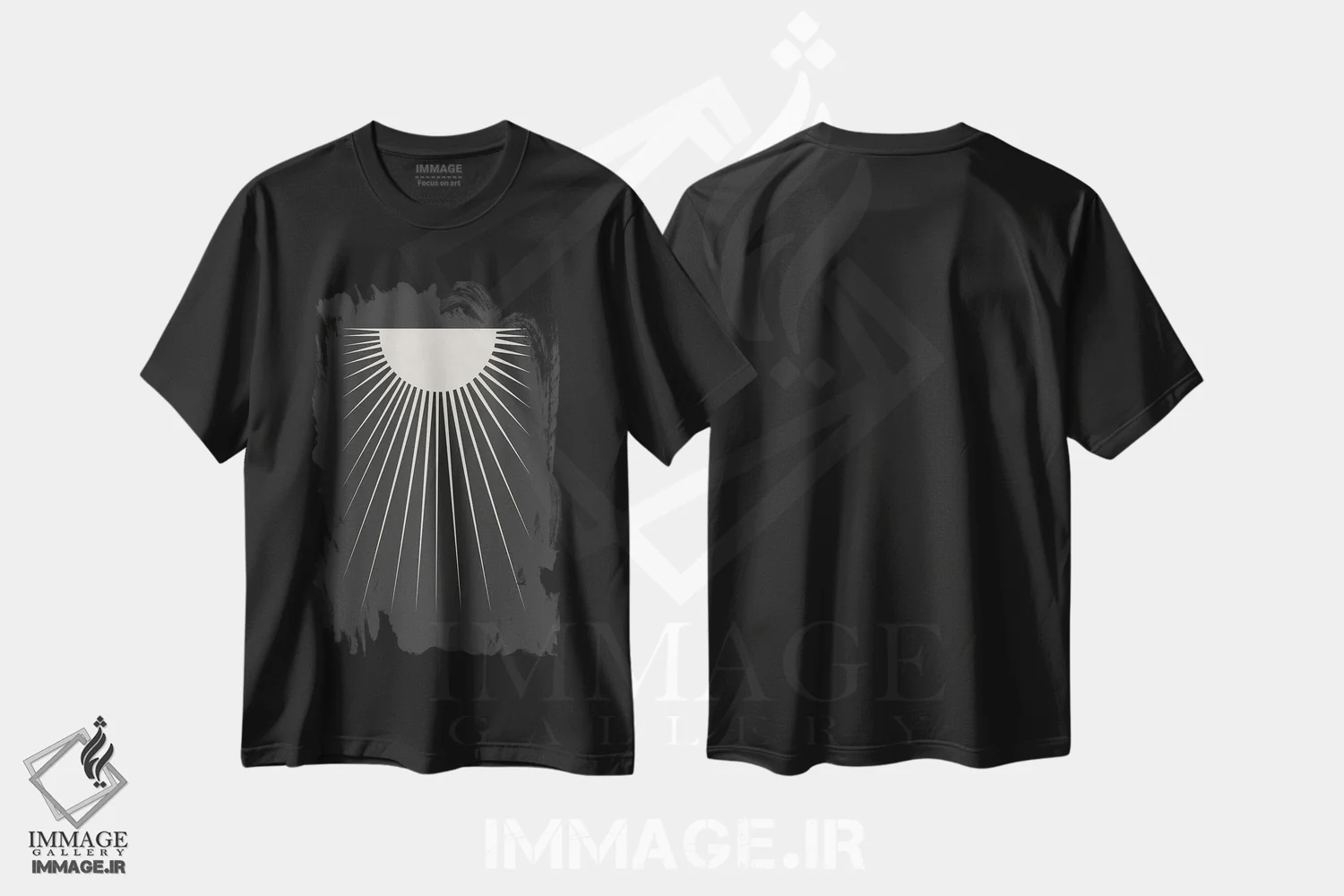 تیشرت مشکی طرح دار ماه مینیمال، آبستره اثر اورارا استودیو | فروشگاه ایماژ