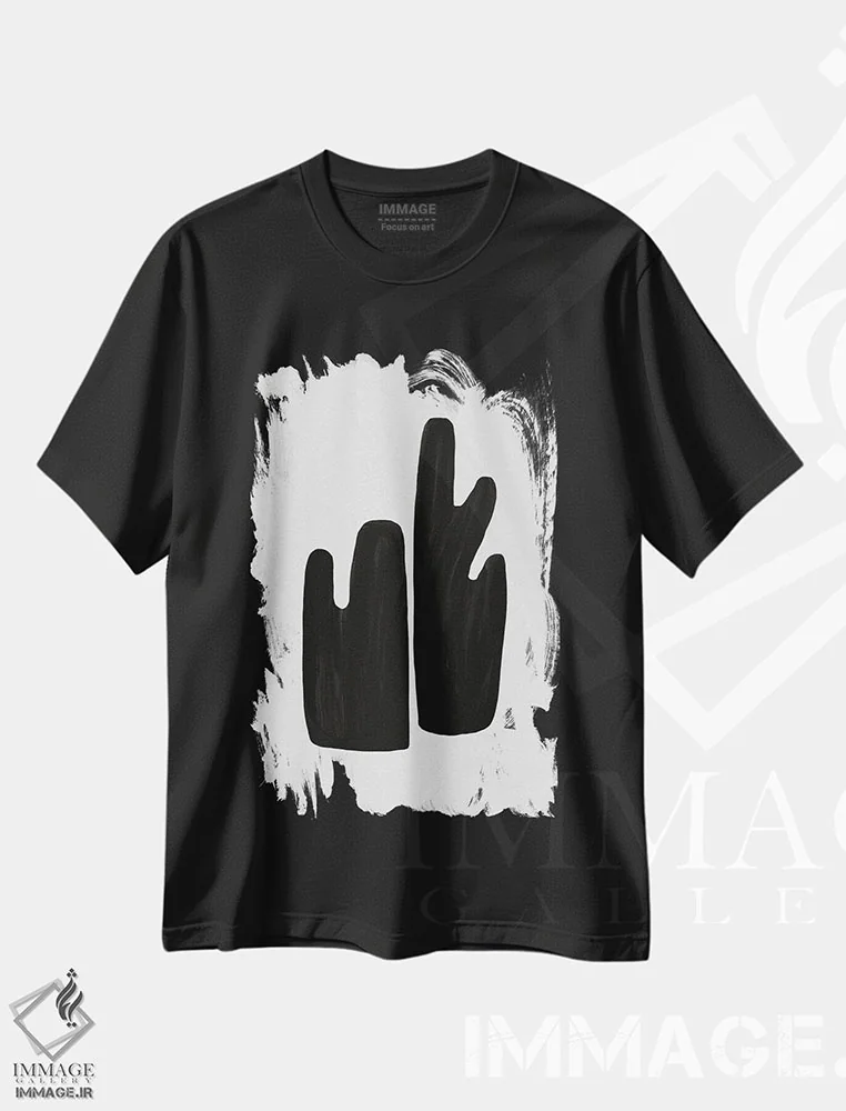 تیشرت مشکی طرح دار گیاه شناسی ۵، آبستره اثر اورارا استودیو | فروشگاه ایماژ
