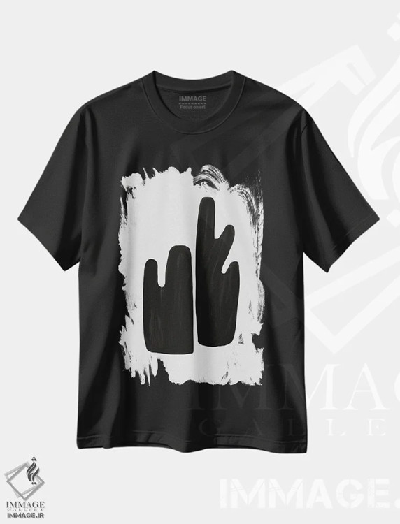 تیشرت مشکی طرح دار گیاه شناسی ۵، آبستره اثر اورارا استودیو | فروشگاه ایماژ