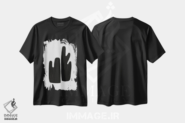تیشرت مشکی طرح دار گیاه شناسی ۵، آبستره اثر اورارا استودیو | فروشگاه ایماژ