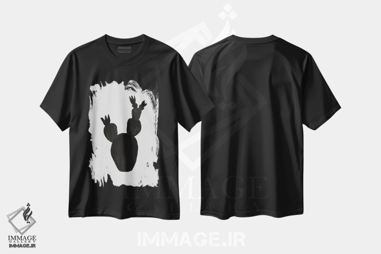 تیشرت مشکی طرح دار گیاه شناسی ۴، آبستره اثر اورارا استودیو | immage.ir