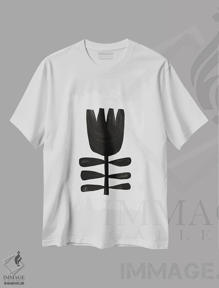 تیشرت سفید طرح دار گیاه شناسی ۳، آبستره اثر اورارا استودیو | فروشگاه ایماژ