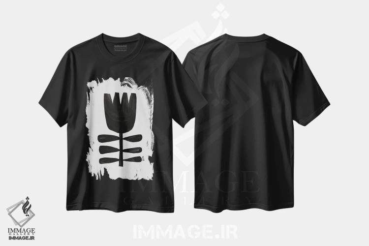 تیشرت مشکی طرح دار گیاه شناسی ۳، آبستره اثر اورارا استودیو | immage.ir
