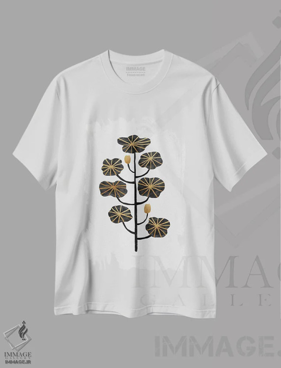 تیشرت سفید طرح دار طبیعت بی جان طلای سیاه ۳، تزئینی اثر اورارا استودیو | immage.ir