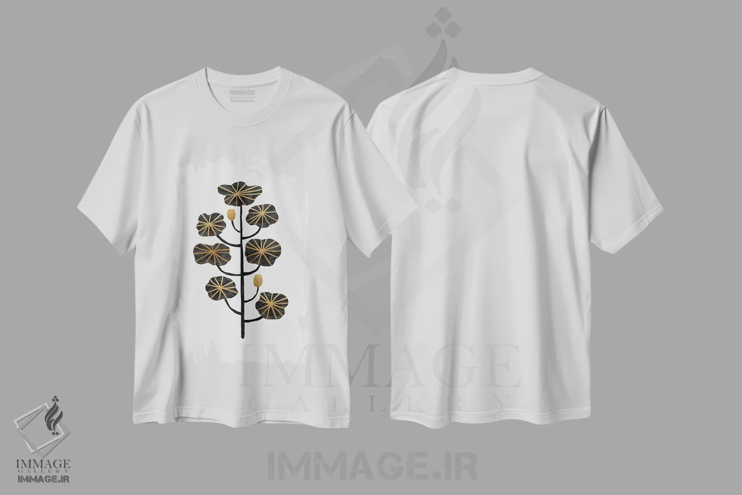 تیشرت سفید طرح دار طبیعت بی جان طلای سیاه ۳، تزئینی اثر اورارا استودیو | immage.ir