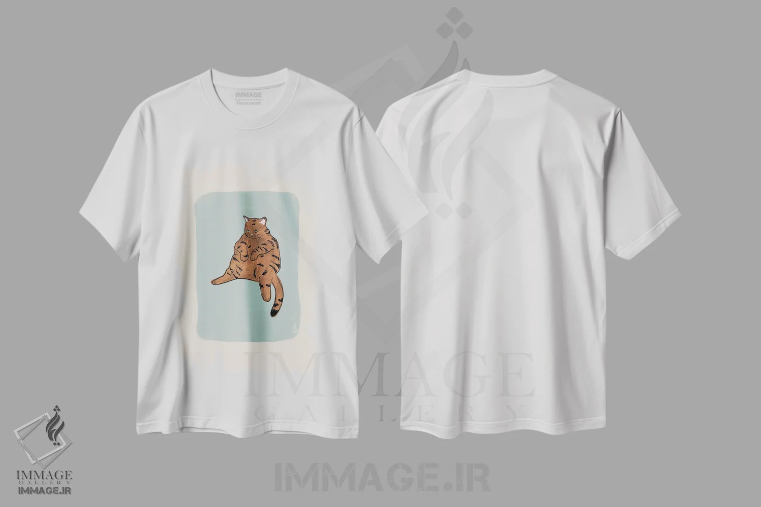 تیشرت سفید طرح دار گربه قهوه ای، تزئینی اثر اورارا استودیو | immage.ir