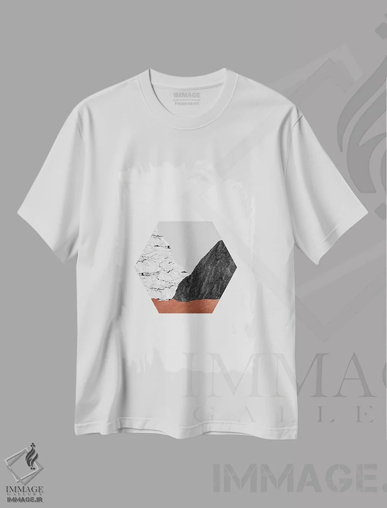 تیشرت سفید طرح دار هندسی مسی ۱ اثر اورارا استودیو | immage.ir