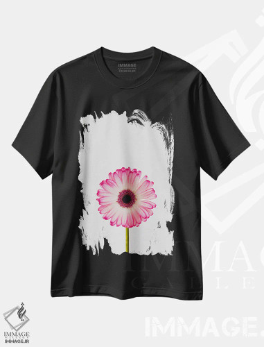تیشرت مشکی طرح دار گل مینا، تزئینی اثر اورارا استودیو | فروشگاه ایماژ