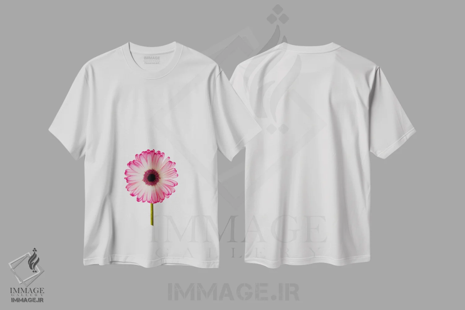 تیشرت سفید طرح دار گل مینا، تزئینی اثر اورارا استودیو | immage.ir
