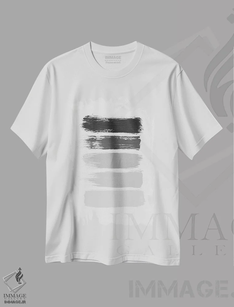 تیشرت سفید طرح دار خطوط سیاه و سفید، آبستره اثر اورارا استودیو | immage.ir