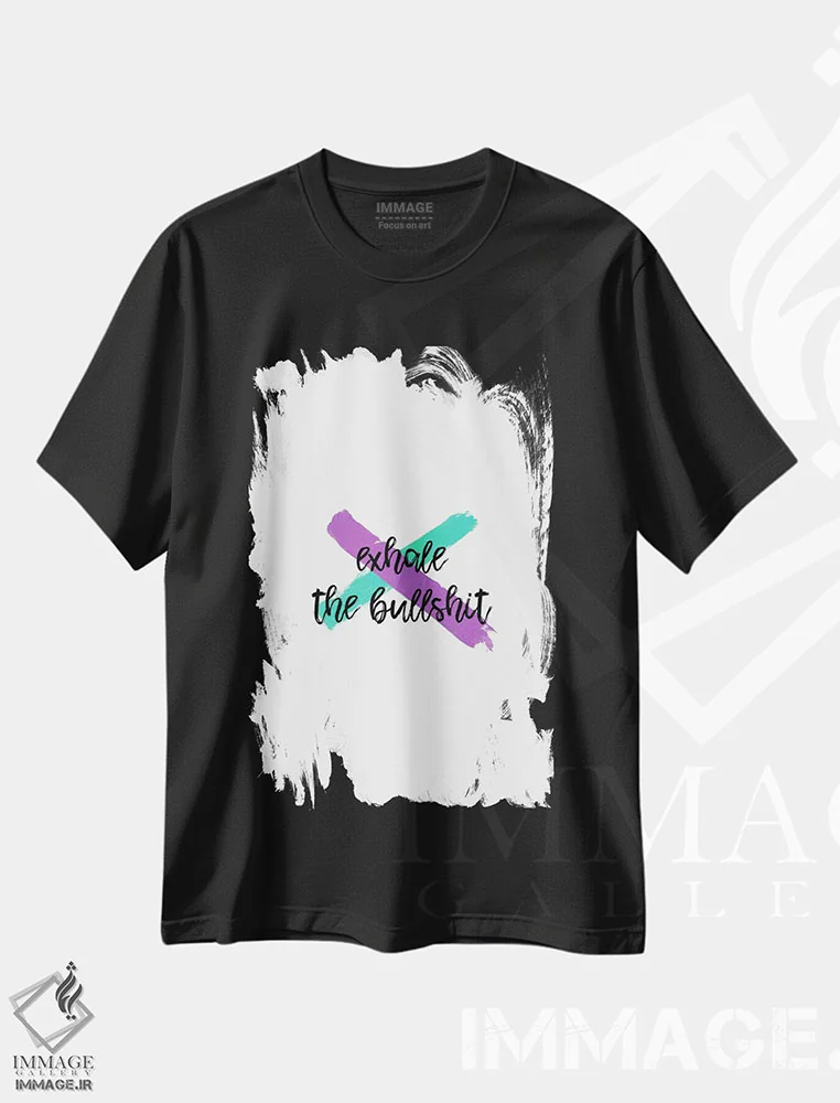تیشرت مشکی طرح دار بازدم گاو، تزئینی اثر اورارا استودیو | immage.ir