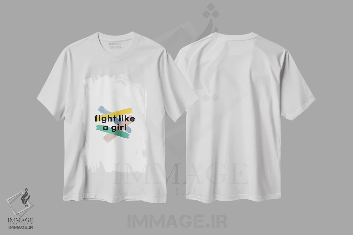 تیشرت سفید طرح دار مثل یک دختر بجنگ، تزئینی اثر اورارا استودیو | immage.ir