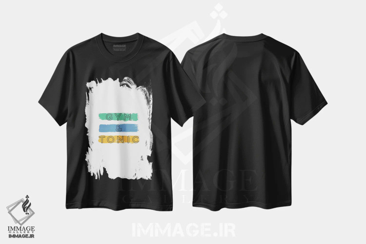 تیشرت مشکی طرح دار باشگاه و تونیک، تزئینی اثر اورارا استودیو | فروشگاه ایماژ