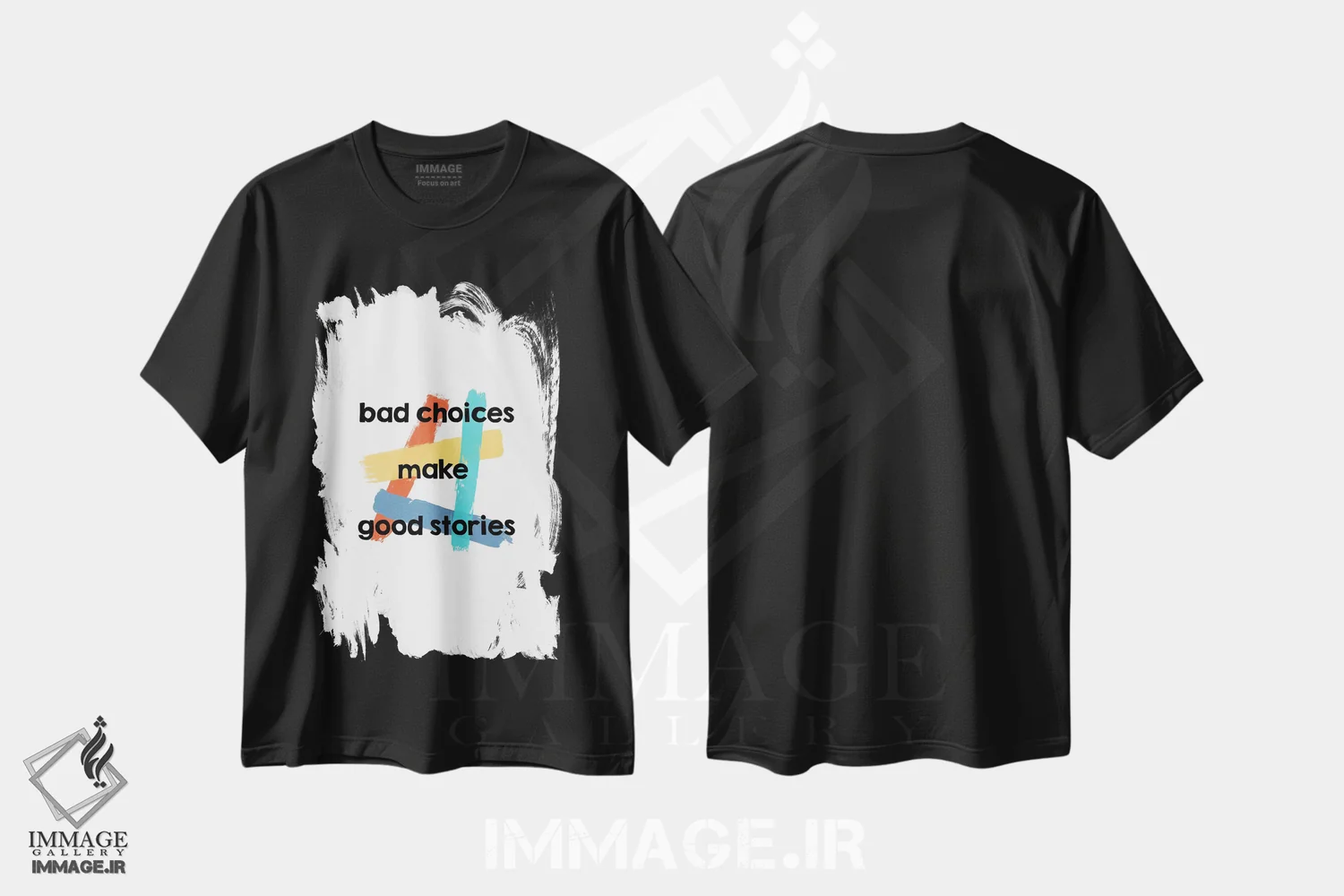 تیشرت مشکی طرح دار انتخاب های بد، تزئینی اثر اورارا استودیو | immage.ir