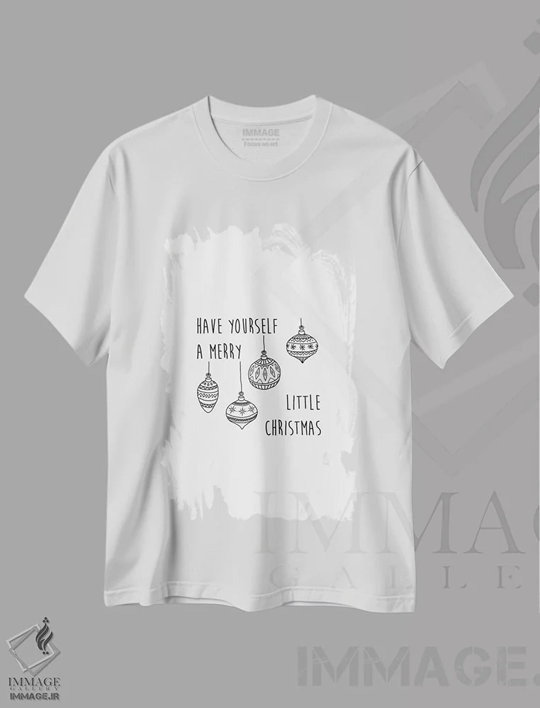 تیشرت سفید طرح دار کریسمس خوش با خودت، تابلو و عبار ت های کریسمسی اثر اورارا استودیو | immage.ir